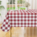 misaya Square Waterproof Vinyl Table Cloth, Buffalo Flannel Backed Tablecloth, Wipeable Plastic Table Cover for Valentine's Day, Dinner, Kitchen, Outdoor (60" x 60", Burgundy and White)
