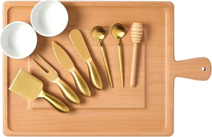 Charcuterie Board Set - Beech Wood Cheese Board for Serving with Accessories - House Warming Gifts for New Home, Bridal Shower & Wedding Gift, Birthday Gifts for Women