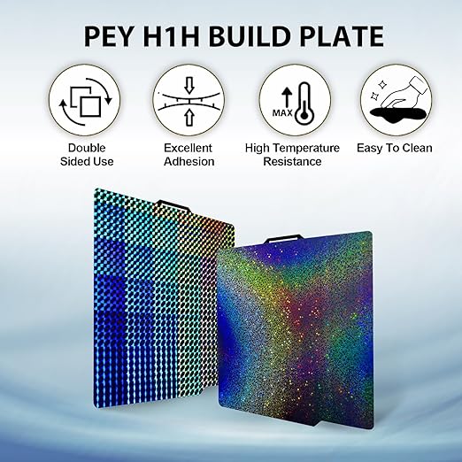 IdeaFormer Double Sided PEY H1H Build Plate for Bambu Lab A1/X1/X1C/X1E/P1P/P1S,Smooth Rainbow Starry PEY+Phantom H1H Spring Steel Bed Plate Flexible Platform 257x257mm for Bambu Labs