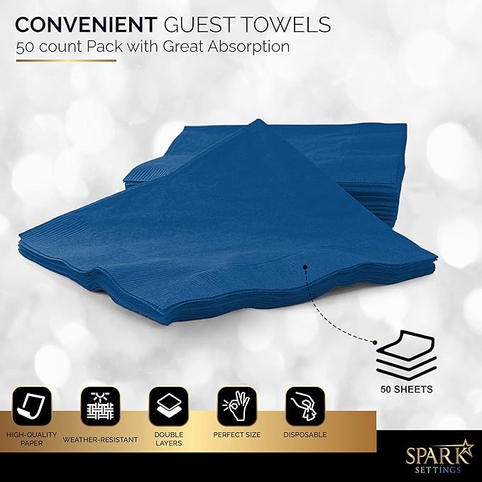 Cocktail Napkins Disposable, Royal Blue Beverage Napkins Soft and Absorbent Paper Napkins for Dinner, Party, Wedding, Or Every Day Use, 7” x 7” 2 Ply Party Napkins, Pack of 40 - By Amcrate