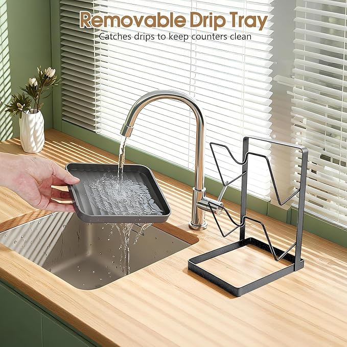 2 Tier Pot Lid Holder Rack for Kitchen Storage, Multifunctional Pan Lid Organizer for Countertop, Kitchen Spoon Rest with Lid Holder Rack for StoveTop（Silver