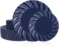 U-QE 60 Pcs Blue Plastic Plates for Party – Scalloped Blue Plates Disposable Heavy Duty – Include 30 10.25" Dinner & 30 7.25" Dessert Plate - Perfect for Parties, Weddings