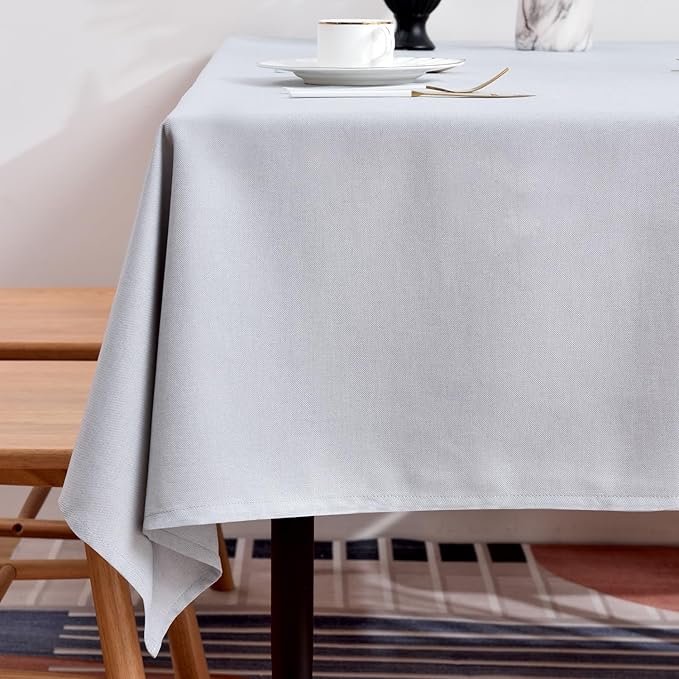 BALCONY & FALCON Extra-Large Table Cloth for 8 Foot Rectangle Tables – Waterproof & Crease-Proof Farmhouse Tablecloth for Banquet, Wedding, Baby Shower, Graduation Holiday Party (Silver, 91" x 156")