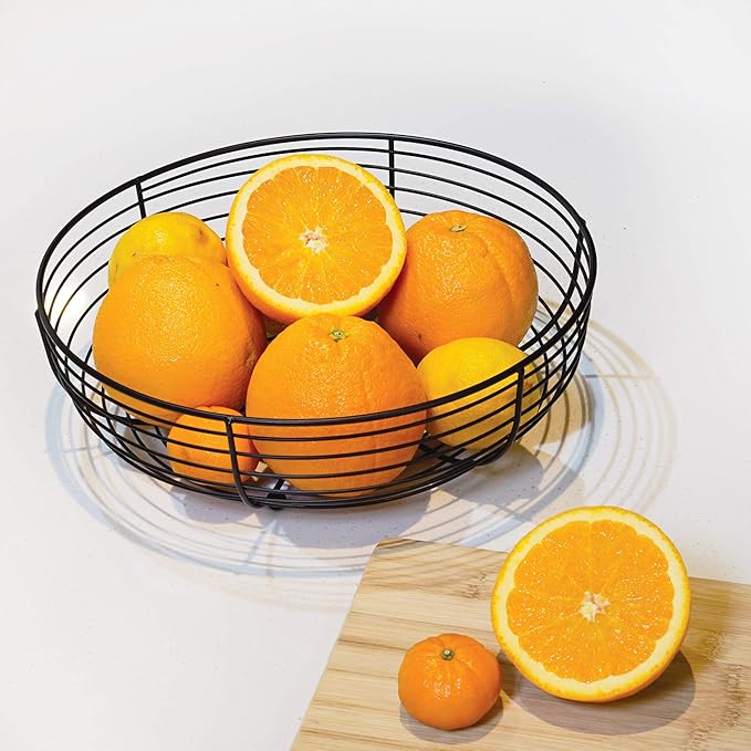 CAXXA Countertop Fruit Bowl, Wire Basket for Fruits, Breads, Vegetables,Snacks, Black