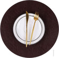 Set of 8 Faux Leather Round Placemats and Coasters, Coffee Mats Kitchen Table Mats, Waterproof, Easy to Clean for Kitchen Dining Round Table