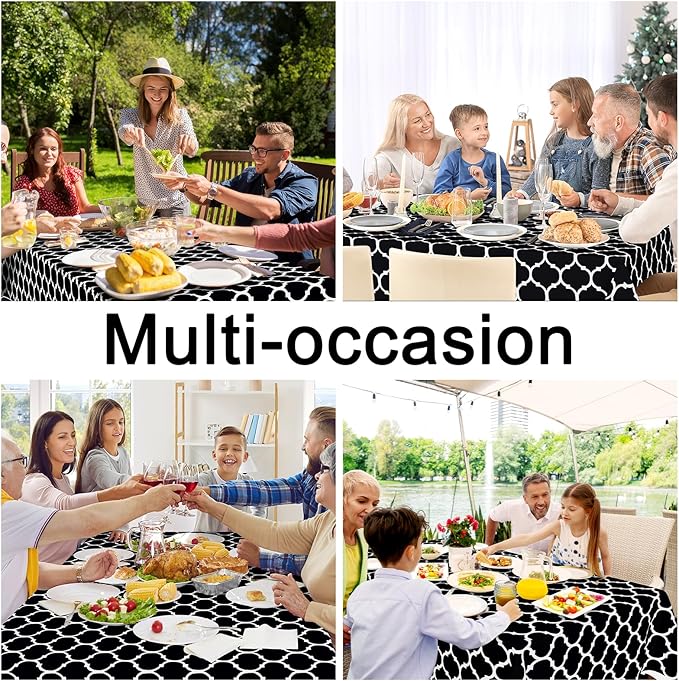 Smiry Rectangle Table Cloth, Waterproof Vinyl Tablecloth with Flannel Backing for Rectangle Tables, Wipeable Spillproof Plastic Tablecloths for Dining, Camping, Indoor and Outdoor (54"x78", Black)