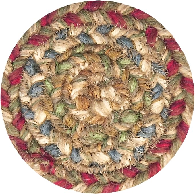 Homespice Azalea Jute Woven Coasters 4", Warm Country Primitive Decor, Set of 6, Multicolor - Durable, Absorbs Moisture, Easy to Clean and Protects Furniture