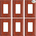 6-Pack Decorator Outlet Cover Plate, Wood Grain Decorative Switch Plates and Outlet Covers, Durable Natural Bamboo Fiber Wall Plates for Electrical Outlets, Receptacle, GFCI Outlet, Dimmer Switch