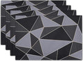 Black Table Mats Set of 4 - Mid Century Modern Placemats Gray Table Mats 12x18 for Party Kitchen Dining