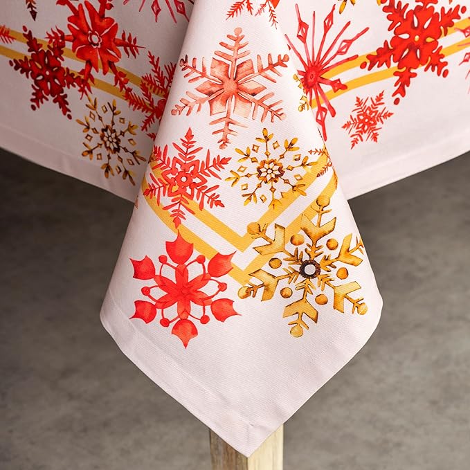 Maison d' Hermine Table Cloth Rectangle Table 100% Cotton 60 x 90 Inches Fall Tablecloth Reusable Everyday Use for Thanksgiving Christmas Decorations Dining Farmhouse Party (Crystal Star)