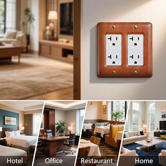 Double Toggle Light Switch Cover Plate Cherry Wood 2 Gang Switch Plate Covers Premium Wood Light Switch Cover Plate Durable and Elegant Design