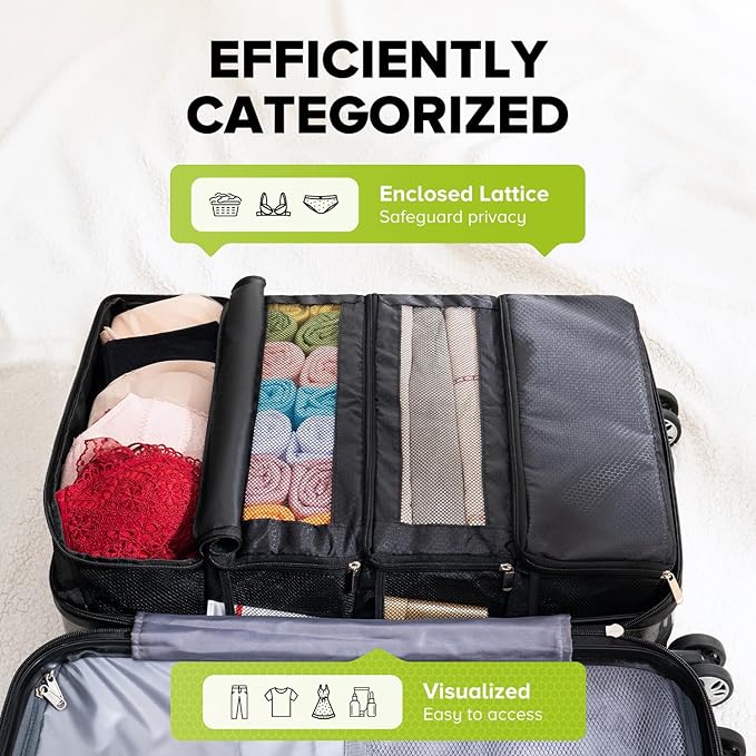 Suitcase Organizer, Travel Luggage Organizer Hanging Shelves Packing Cube Closet/Collapsible Portable Travel Organizer for Carry-on