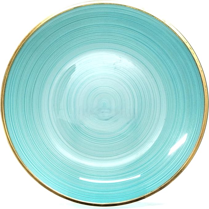 " OCCASIONS " 240 Plates Pack,(120 Guests) Premium Wedding Party Disposable Plastic Plates Set -120 x 10'' Dinner + 120 x 7'' Salad/Dessert (Belize, Aqua & Gold)