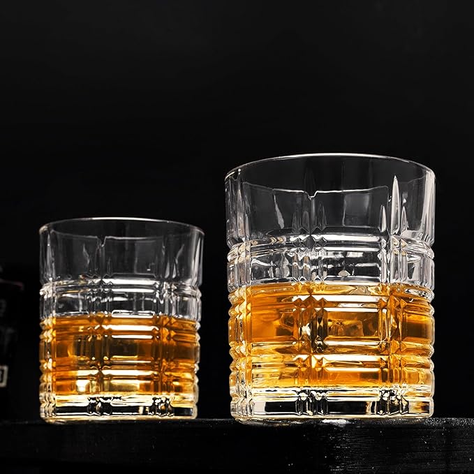 KANARS Crystal Whiskey Glasses - 10 Oz Rock Glasses in Luxury Gift Box - Set of 4 Lowball Bourbon Glass Tumbler for Birthday, Wedding Anniversary, Valentine's Day and Retirement