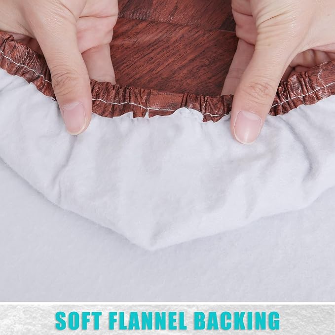 Smiry Rectangle Table Cloth Cover, Waterproof Elastic Fitted Picnic Tablecloth for 5 Foot Tables, Wipeable Flannel Backed Vinyl Tablecloths for Camping, Dining, Outdoor (Reddish Brown, 30" x 60")