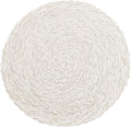 SHACOS Round Braided Placemats 15 inch Set of 6 Boho Thick Washable Kitchen Table Placemats for Home Wedding Party (T-Ivory, 6)