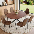 Round Dining Table Set for 6｜42"-54" Extendable Dining Room Table Set｜Wooden Kitchen Table with 6 Chairs｜Mid Century Modern Dinner Table Set with Cross Legs｜Easy Assembly｜Space Saving