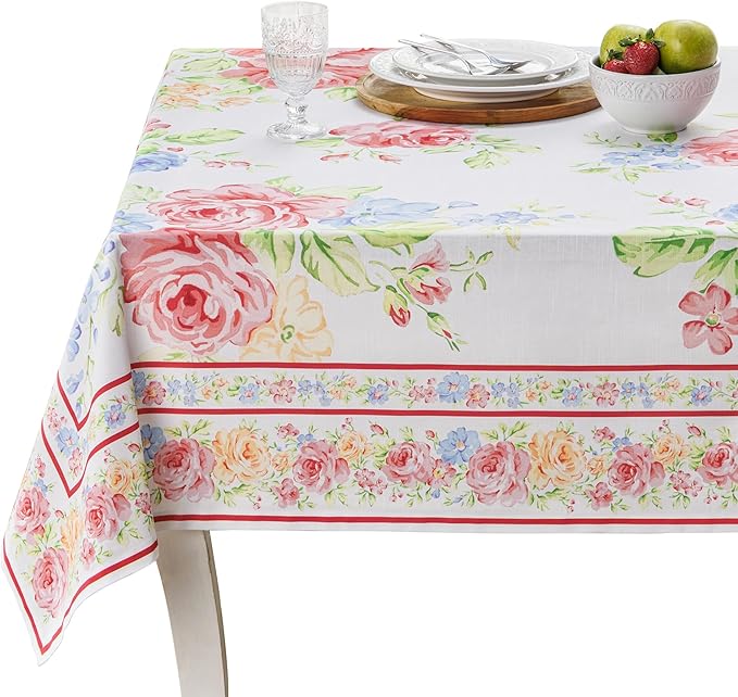 Maison d' Hermine Table Cloth Rectangle Table 100% Cotton 60 x 90 Inches Tablecloth Reusable Decorative for Dining Room Farmhouse Home Valentines Day Decorations Spring Summer - Vintage Floral