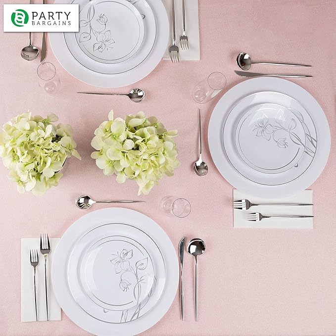 PARTY BARGAINS 13-Inch Charger Plates - 48 Pack, White, Heavy-Duty Disposable Chargers for Elegant Dining - Ideal for Weddings and Formal Events