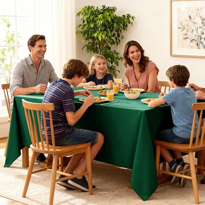 6-Pack Hunter Green Tablecloths for Square Tables, 54 x 54 Inches, Stain-Resistant Polyester Fabric for 2 Foot Tables - Washable Table Covers for Weddings, Banquets, Birthday Parties, Events