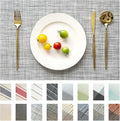 Placemats Set of 6 Vinyl/Plastic Woven Place Mats for Kitchen Table Indoor/Outdoor Washable Placemat Wipeable Dining Table Mats (Grey,6)