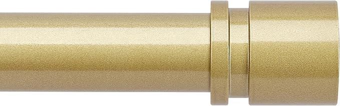Curtain Rods for Windows 16 to 48 or 60 Inches Max Adjustable Length 1 Inch Diameter Window Curtain Rod with Aluminium Finials, Flash Gold