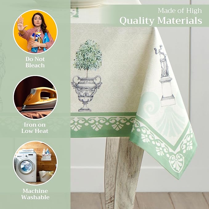 Maison d' Hermine Table Cloth Rectangle Table 100% Cotton 60 x 90 Inches Tablecloth Reusable Decorative for Dining Room Farmhouse Home Valentines Day Decorations Spring Summer - Jardin Du Roy