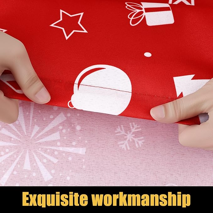 Smiry Rectangle Christmas Table Cloth, Waterproof Elastic Fitted Tablecloths for 8 Foot Tables, Washable Polyester Table Cover for Christmas Dinner (Snowflower, 30"x96")