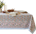 ATOSII Kalina 100% Cotton Square Tablecloth, Handblock Floral Print Linen Table Cloth for Kitchen I Dining Table I Tabletop I Parties I Wedding I Spring/Summer (60 X 60 Inches)