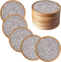 5 Pack Absorbent Coasters for Drinks, 4.3 Inches Cork for Coffee Tables, Wooden Drink Protection, Cute for Kitchen, Farmhouse, and Office (Dark Brown Series)