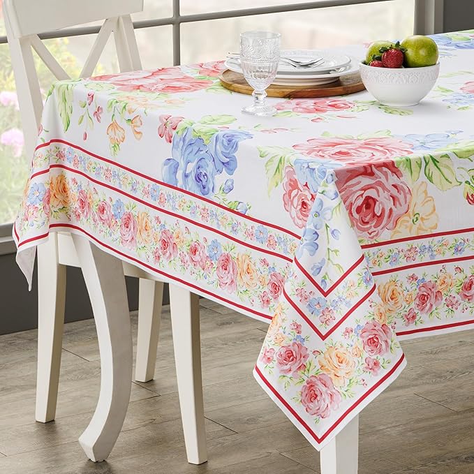 Maison d' Hermine Table Cloth Rectangle Table 100% Cotton 60 x 90 Inches Tablecloth Reusable Decorative for Dining Room Farmhouse Home Valentines Day Decorations Spring Summer - Vintage Floral
