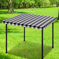 Smiry Square Picnic Table Cloth, Elastic Waterproof Fitted Vinyl Tablecloths, Flannel Backed Buffalo Plaid Table Covers for Dining, Camping, Outdoor (Black and White, 24" x 24")
