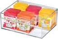 Amazing Abby - Tea-Rrific - Acrylic 6-Compartment Tea Bag Organizer, Clear Plastic Tea Box, 6-Slot Tea Chest, Perfect Tea Storage Solution for Kitchen Cabinet, Countertop, Pantry, and More