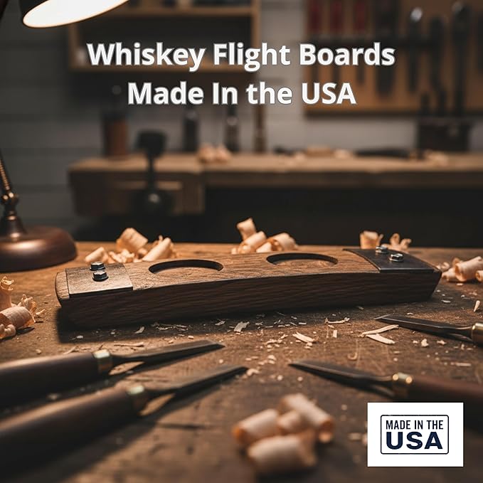 Premium 2 glass whiskey flight/Whiskey coaster/Crystal glass holder/Bar Decor/Barerl-Art (With Crystal Glasses)