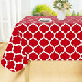 Smiry Square Table Cloth, Waterproof Vinyl Tablecloth with Flannel Backing for Square Tables, Wipeable Spillproof Plastic Tablecloths for Dining, Camping, Indoor and Outdoor (54"x54", Red)