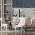 Dining Chairs Set of 4 Farmhouse Linen Fabric Upholstered Accent Chairs Tufted Wingback Host Side Chair for Kitchen/Dining Room/Living Room/Bedroom, Cream