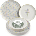 Trendables Heavy Duty Paper Plates Set For 32 Guests - 32 Each Of 8-inch And 10-inch Disposable Plates For Party - Fancy 64 Piece Dinnerware Set For All Occasions | Floral Design, Charm