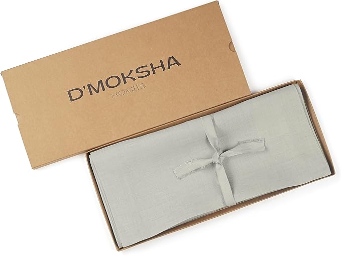 D'Moksha Homes Linen Table Runner 60 Inches - 100% Pure Linen Silver Grey Table Runner 14 x 60 Inch for Coffee Tables, Dresser, Spring, Easter - Machine Washable