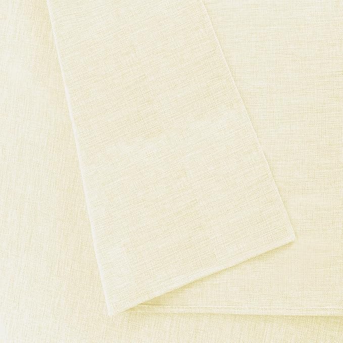 Hiasan Faux Linen Rectangle Tablecloth - Wrinkle and Stain Resistant Washable Table Cloth for Kitchen Dining Room Holiday Table Cover for Dinner, Champagne, 70 x 108 Inch