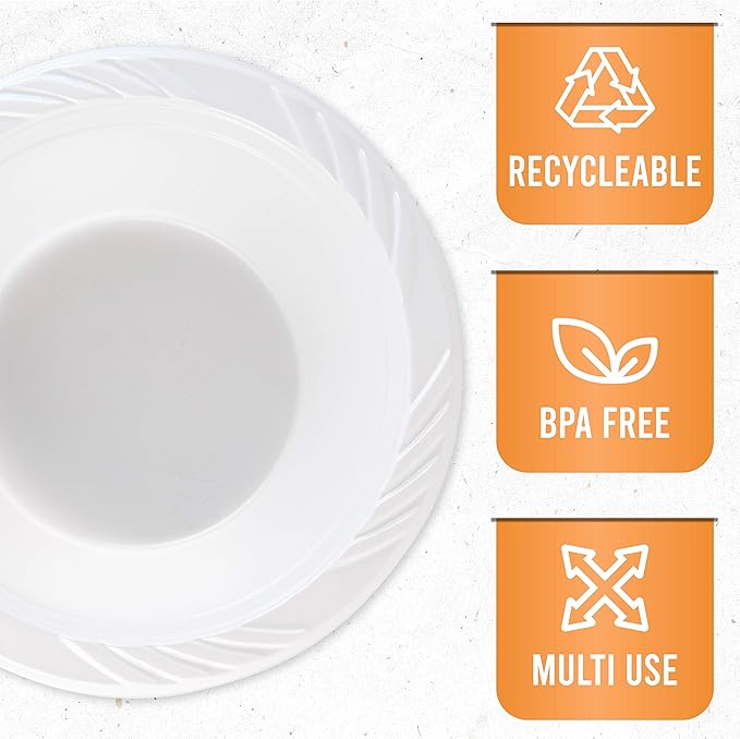 100 Count Disposable 12 ounce White Plastic Soup Bowls