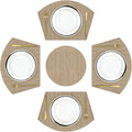 SHACOS Large Size Wedge Placemats with Centerpiece Mat Set of 5, PVC Woven Vinyl Placemats for Round Table Washable Indoor Outdoor Table Mats Reversible Durable, Tan