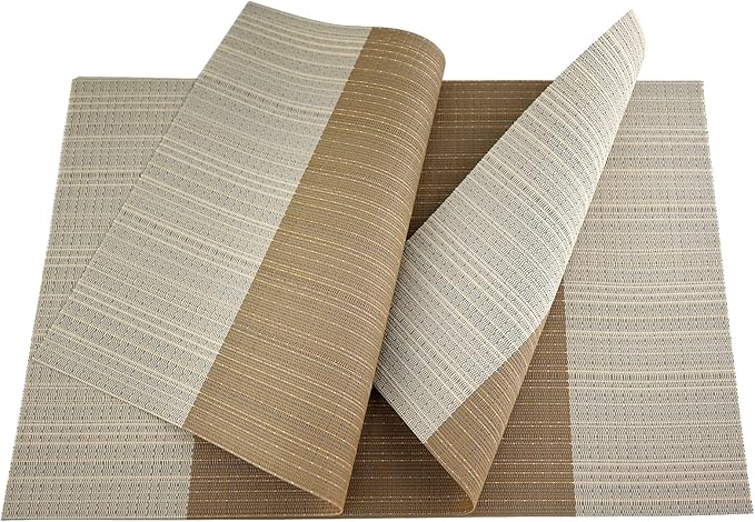 Gugrida Vinyl Grey Florals Placemats Heat Resistant Dining Table Mats Non-Slip Washable Place Mats Set of 6