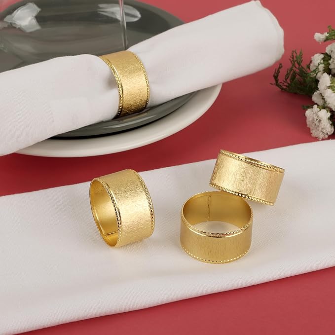 Napkin Holders for Cloth Napkins Round Serviette Rings Napkin Ring Gold Napkin Rings Set of 12 Metal Napkin Rings Dinner Thanksgiving Wedding Christmas Party Kitchen Table Decoration - CLEENTABLE