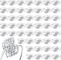 Hotop 100 Pcs Silver Holiday Napkin Rings Set Silver Bling Winter Napkin Rings Bulk Metal Leaves Holders Rhinestone Buckle for Wedding Christmas Dinner Gather Party Prom Table Decoration