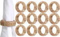 CLEENTABLE Jute Napkin Ring, Hand Wovwn Napkin Rings - 12-Pcs Handmade Rattan Napkin Holders Fall Farmhouse Napkin Rings for Thanksgiving, Christmas, Wedding Table Decoration (Natural)