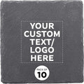 Custom Sohag Square Slate Coasters Set of 10, Personalized Bulk Pack - Table Decor, Kitchen Decor, Wedding Favors - Black