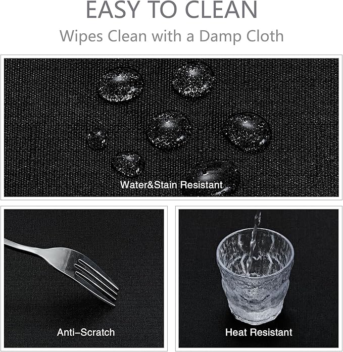 Rectangle Tablecloth Waterproof 60x84 inch Linen Textured Table Cloth Stain and Wrinkle Resistant Washable, Decorative Fabric Table Cover for Dining, Party and Camping, Black