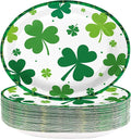50Pcs St. Patrick’s Day Oval Paper Plates 10" x 12" Large Heavy Duty Disposable Spring Green Irish Shamrock Dessert Platters Lucky Clover Plates for Summer Holiday Festival Party Supplies Decoration