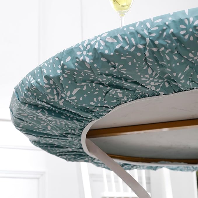 Walrus Round Vinyl Fitted Tablecloth with Flannel Backing Elastic Edge Design Table Cover Waterproof Oil-Proof PVC Table Cloth Stain-Resistant Best for 37"-44" Round