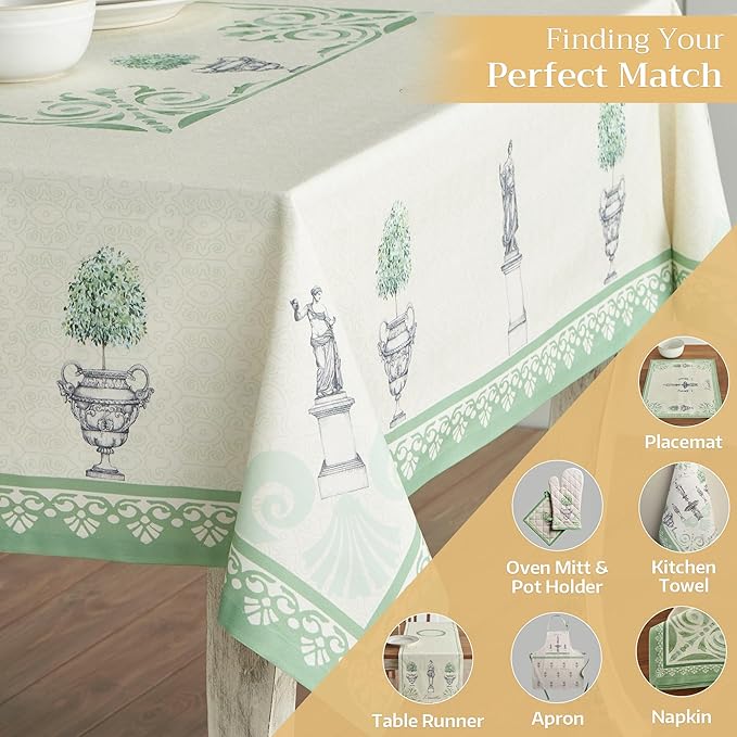Maison d' Hermine Table Cloth Rectangle Table 100% Cotton 60 x 108 Inches Tablecloth Reusable Decorative for Dining Room Farmhouse Home Valentines Day Decorations Spring Summer - Jardin Du Roy